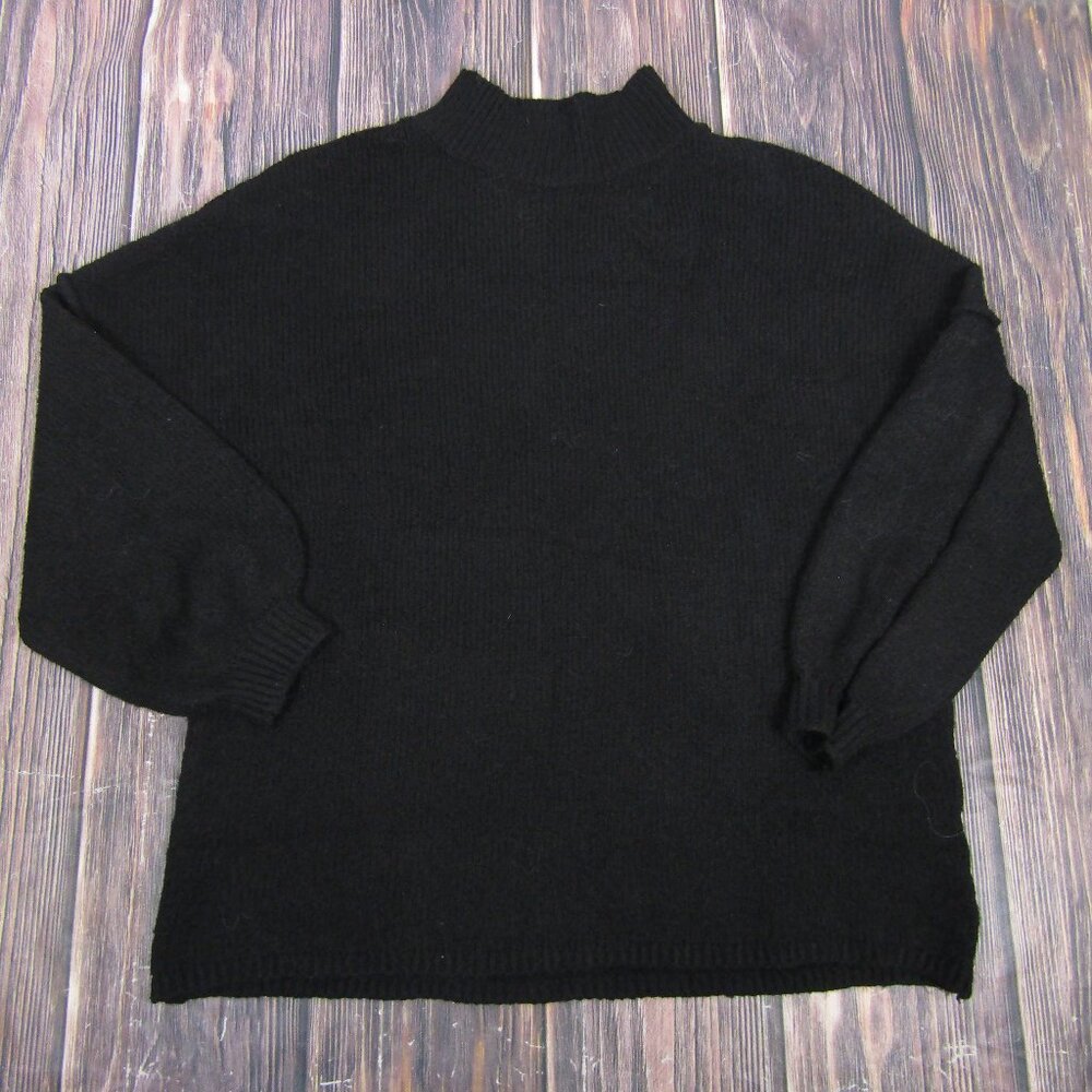 Pretty Garden Black Mock Neck Textured‎ Knit Sweater Women's Size M